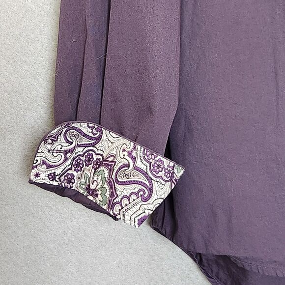 Cinch Shirt Mens L Purple Paisley Flip Cuff Long Sleeve Button Solid Western - Picture 6 of 12